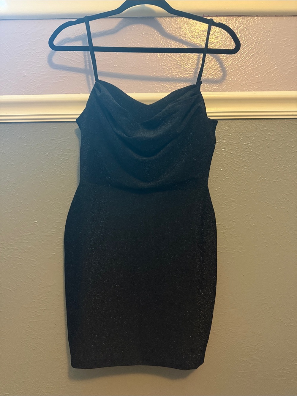 Guess Black Sparkle Cowl Neck Mini Dress